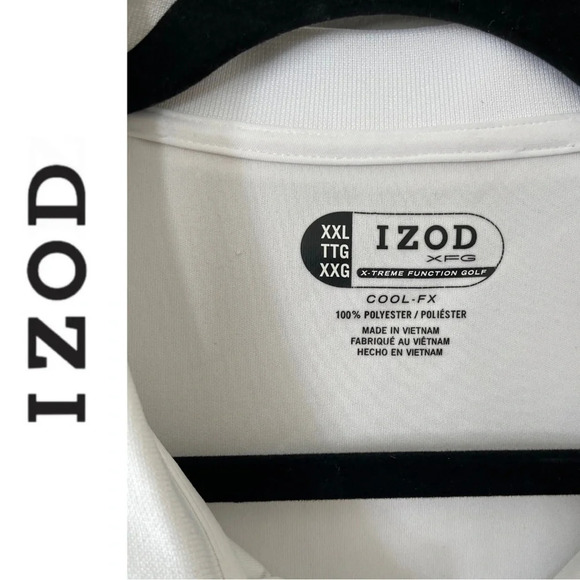 Izod Golf Shirt Graphic Stripe Design Blue Black White Size XXL - Picture 6 of 6